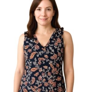 NEW! LOFT FACTORY Sleeveless Floral Paisley Shell Top Small.